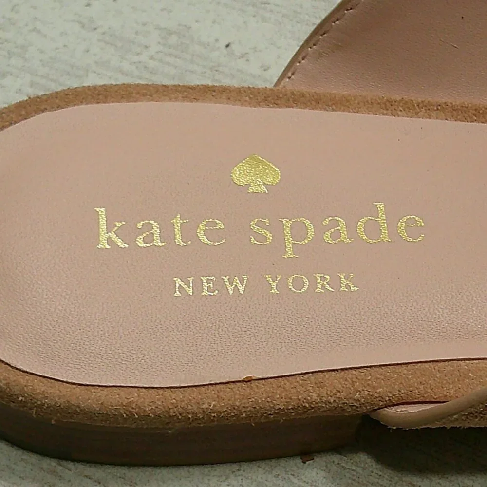 kate spade Baby Pink Nude with Gold Spade detail Catroux Slide Loafers Size 7 B